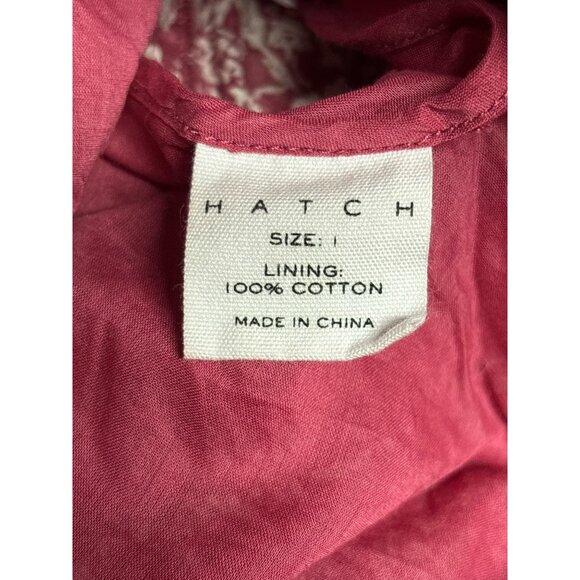 Cottage Core Hatch Red & White Floral Print Dress 3/4 Sleeve V-Neck - Picture 6 of 8